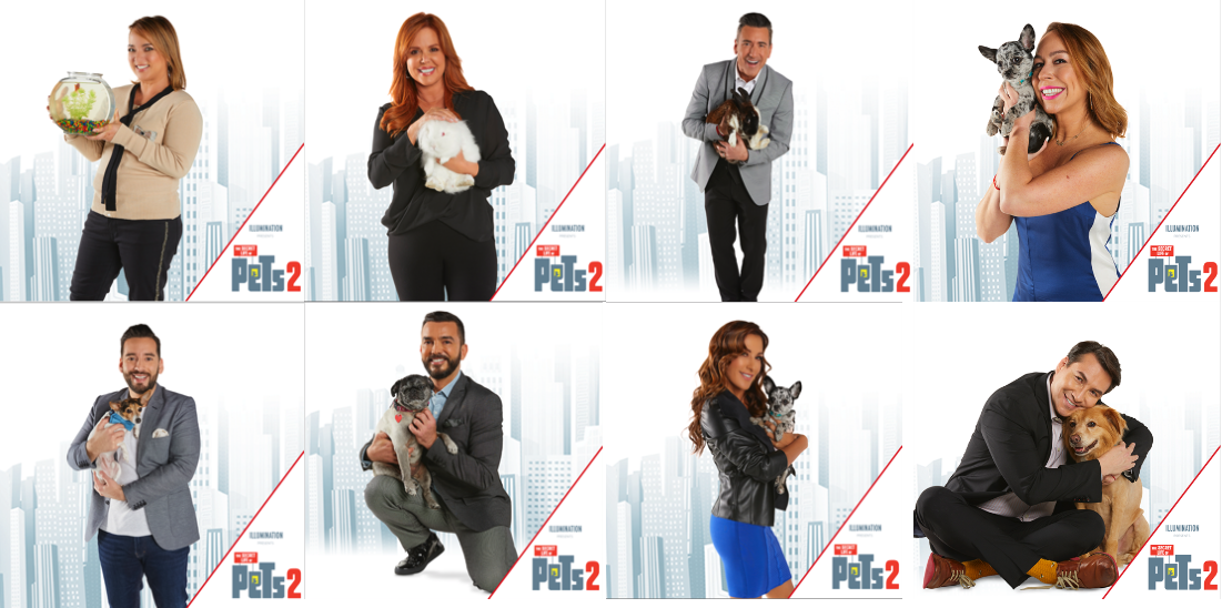 Celebrities pose with their pets for National Pet Day as a promotion for Secret Life of Pets 2 by H&M Communications.